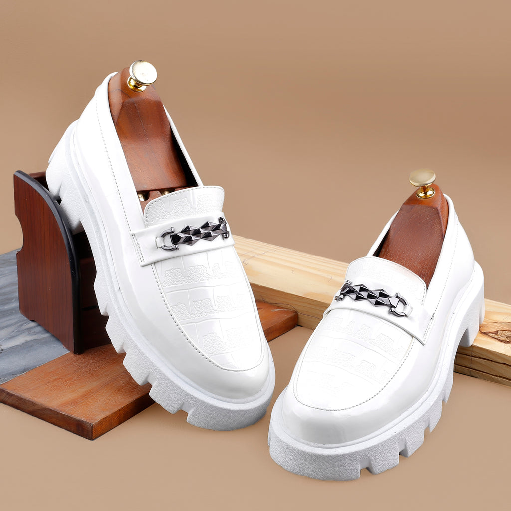 Baxxico Premium Patent Vegan Buckle Slip ons for Men