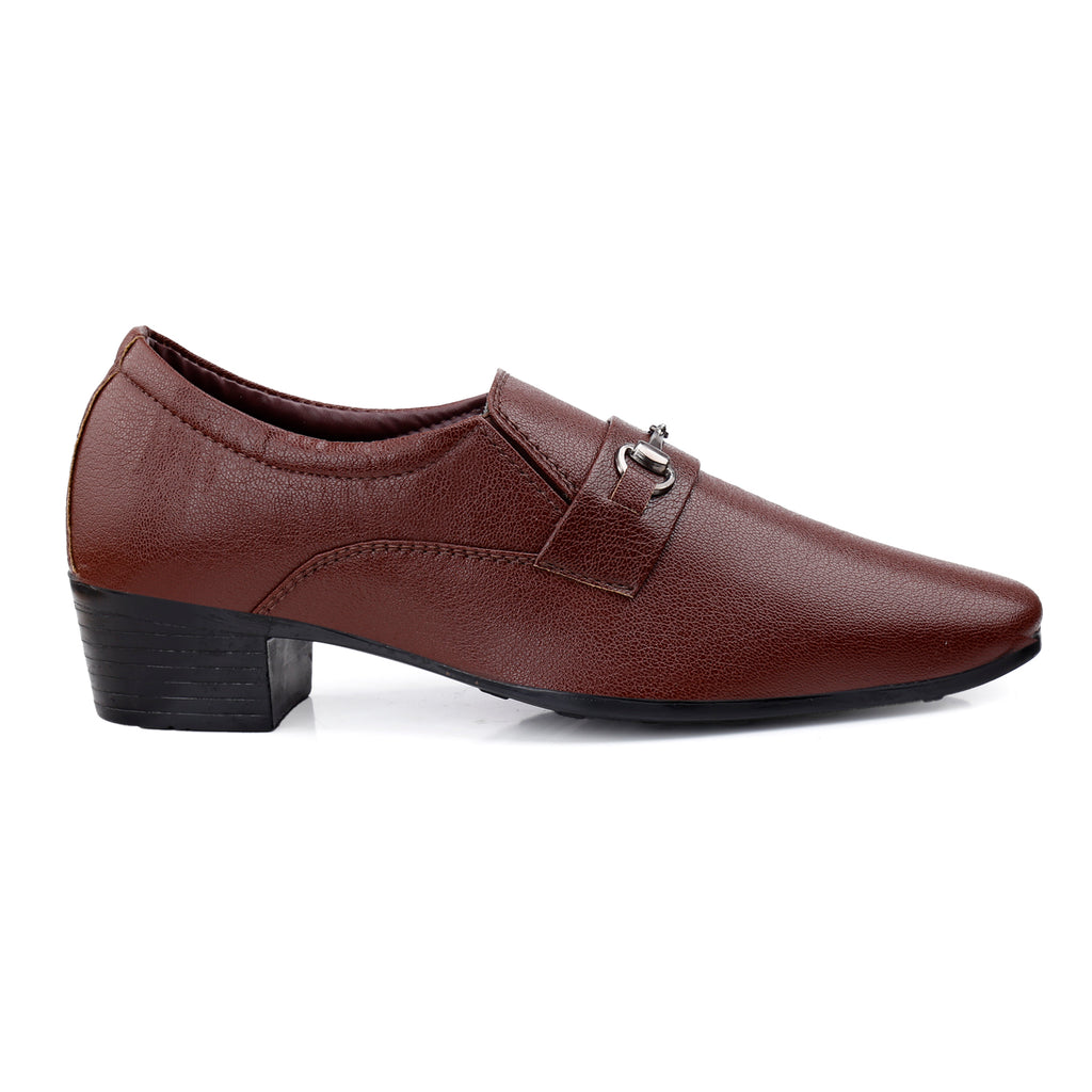 BAXXICO Mens Formal Height Increasing Slip On Buckle Shoes