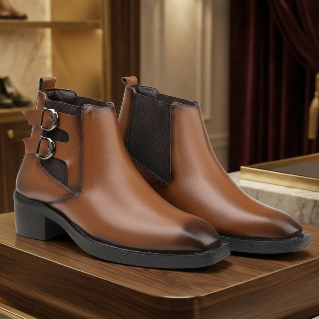 BAXXICO Mens Formal Chelsea Boots Extra Height Lift Comfortable Fashion Boots