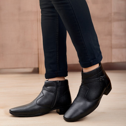 BAXXICO 2 Inch Height Increasing Ankle Zipper Boots For Men