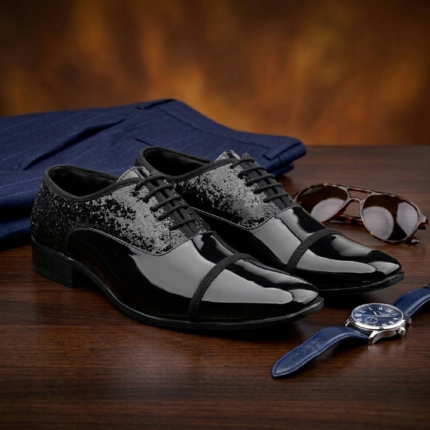 BAXXICO Faux Vegan Leather Partywear Lace up Formal Shoes for Men