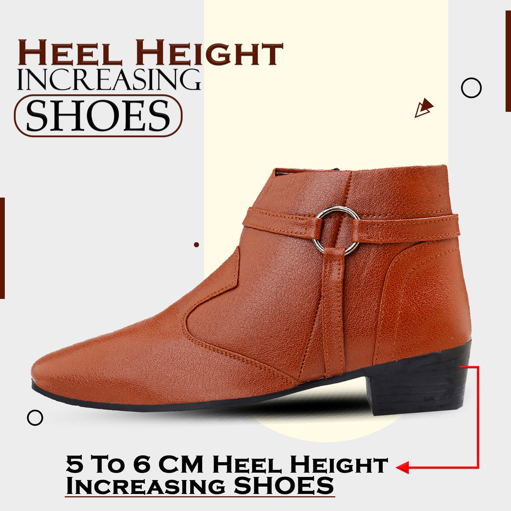 BAXXICO 2 Inch Height Increasing Office Wear Zipper and Buckle Boots