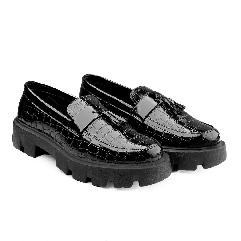 Baxxico Premium Patent Vegan Tassel Slip ons for Men