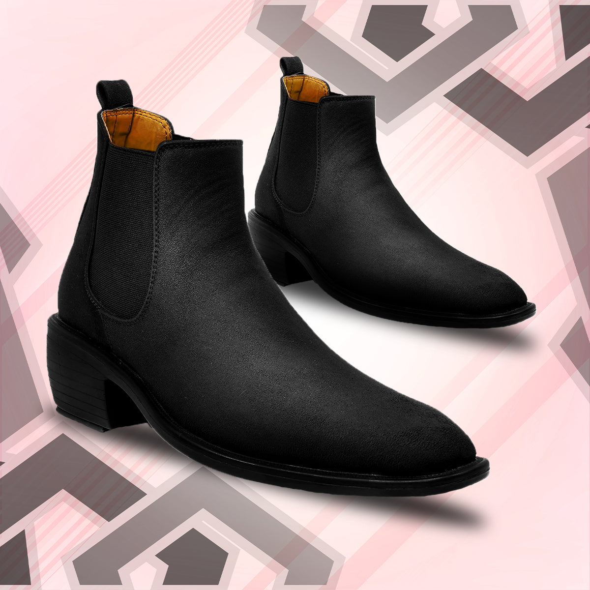 BAXXICO Mens Height Increasing Suede British Formal and Casual Wear Chelsea Boots