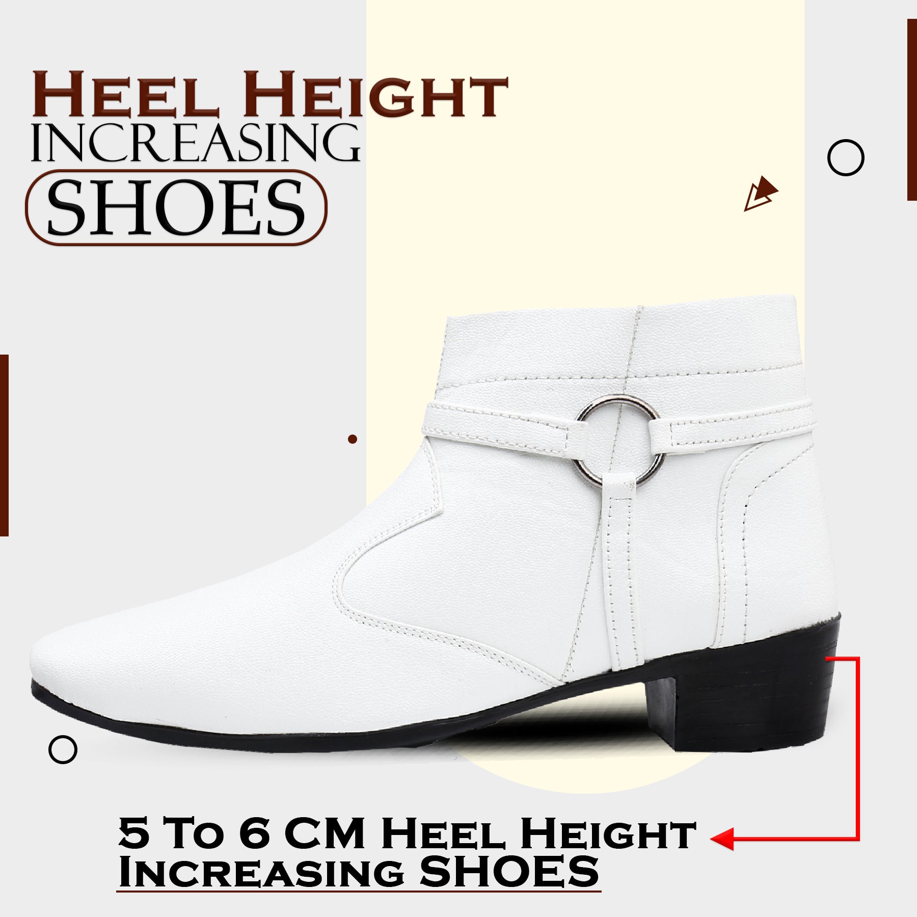 BAXXICO 2 Inch Height Increasing Office Wear Zipper and Buckle Boots