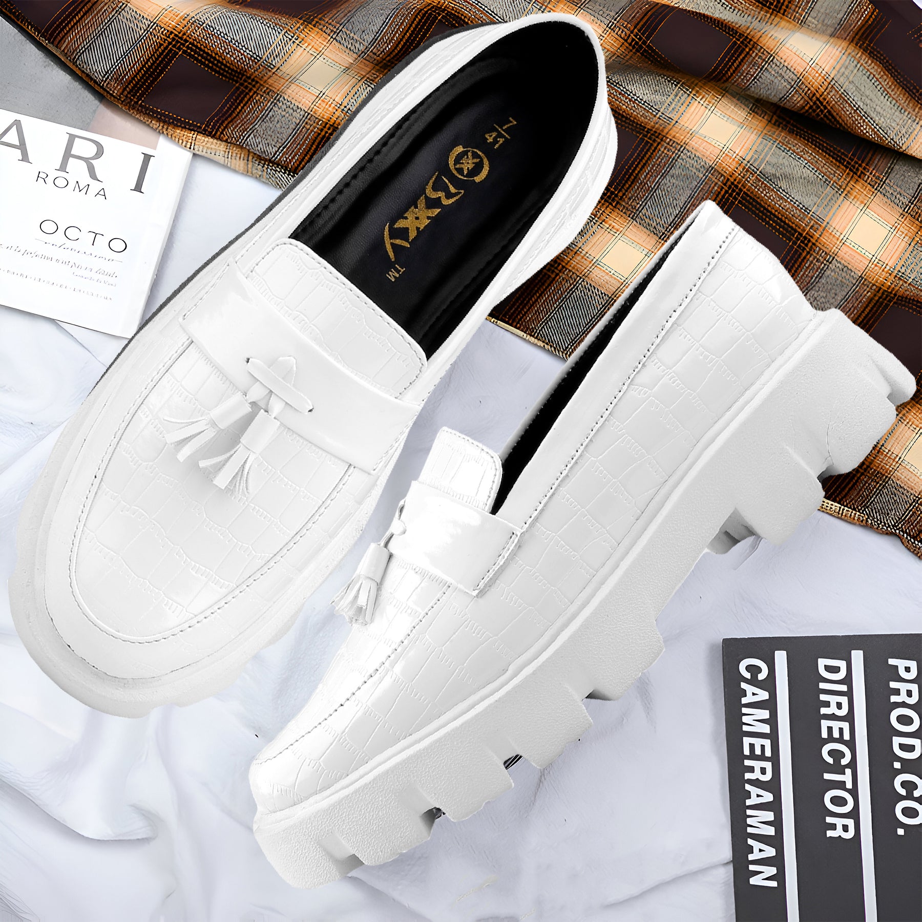 Baxxico Premium Patent Vegan Tassel Slip ons for Men