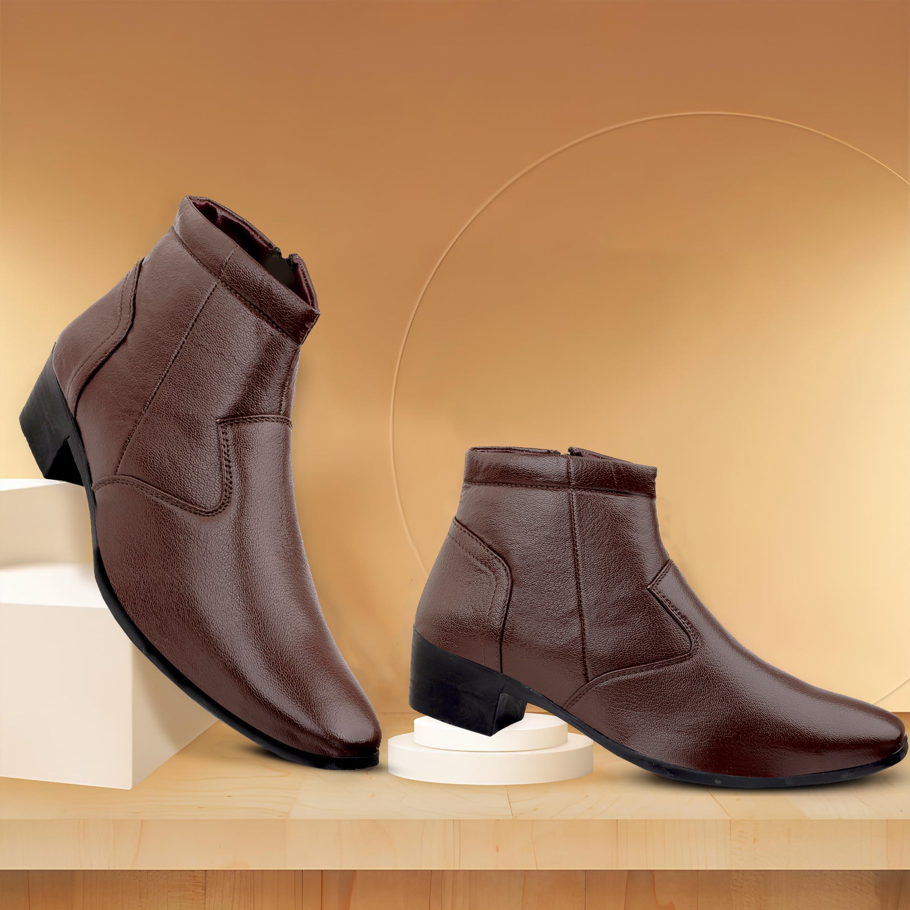 BAXXICO Height Increasing Formal Ankle Zipper Boots