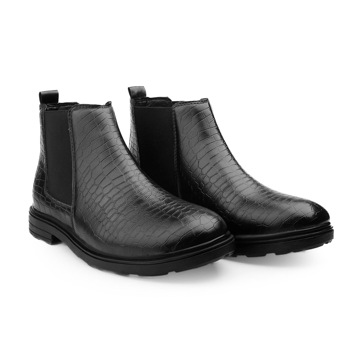 BAXXICO Premium Croc Finish Ankle Boots for Men Smart Casual Wear