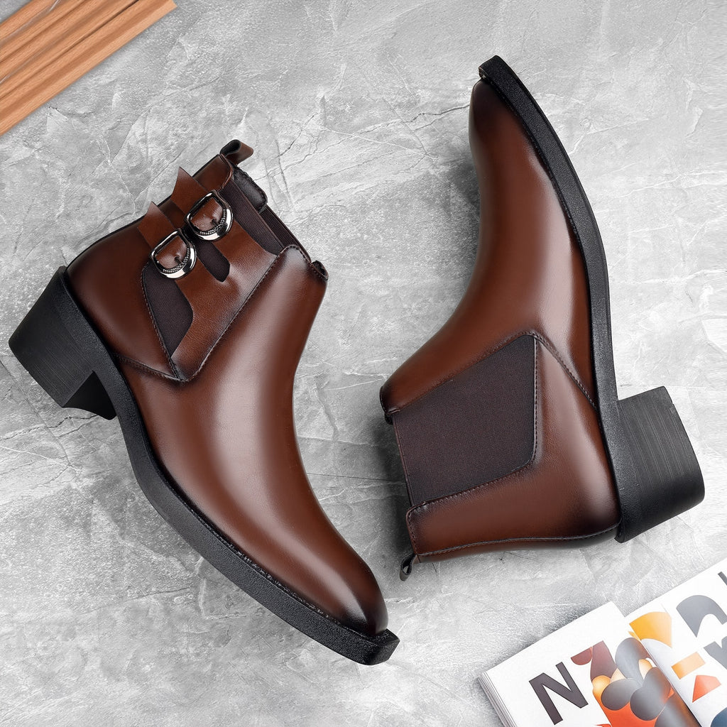BAXXICO Mens Formal Chelsea Boots Extra Height Lift Comfortable Fashion Boots