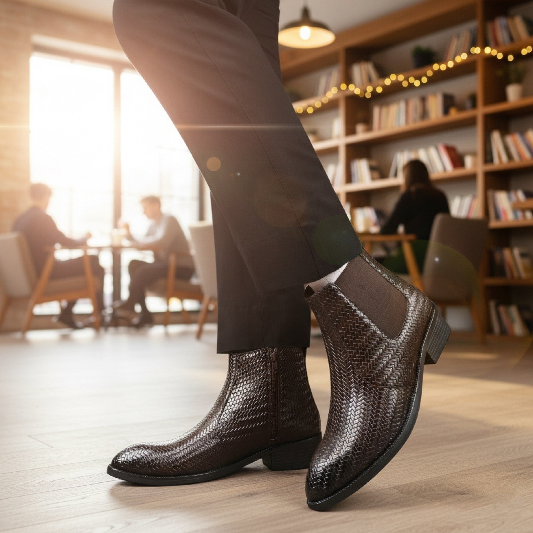 BAXXICO Woven Leather Height Enhancing Formal Shoes