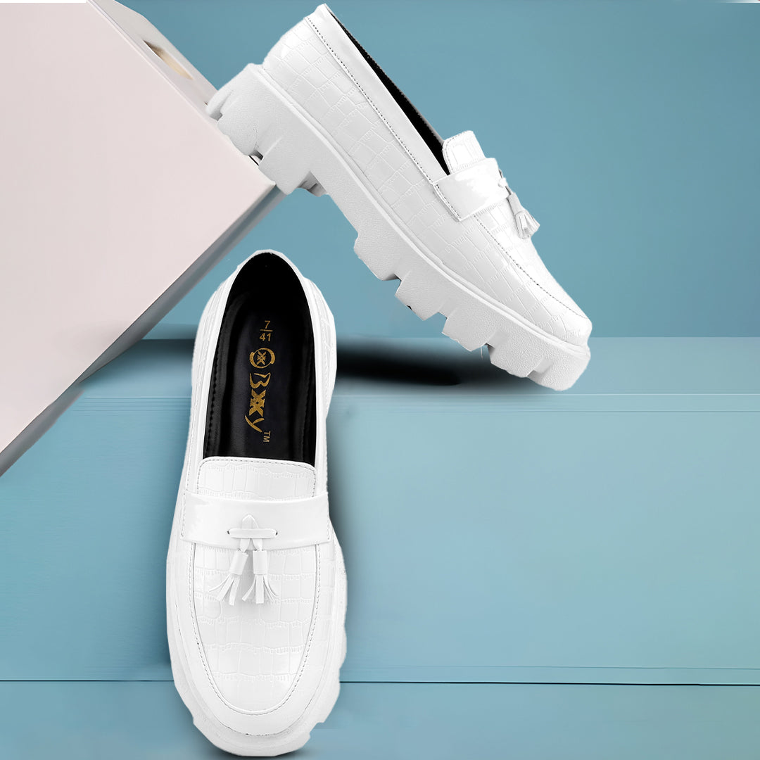 Baxxico Premium Patent Vegan Tassel Slip ons for Men