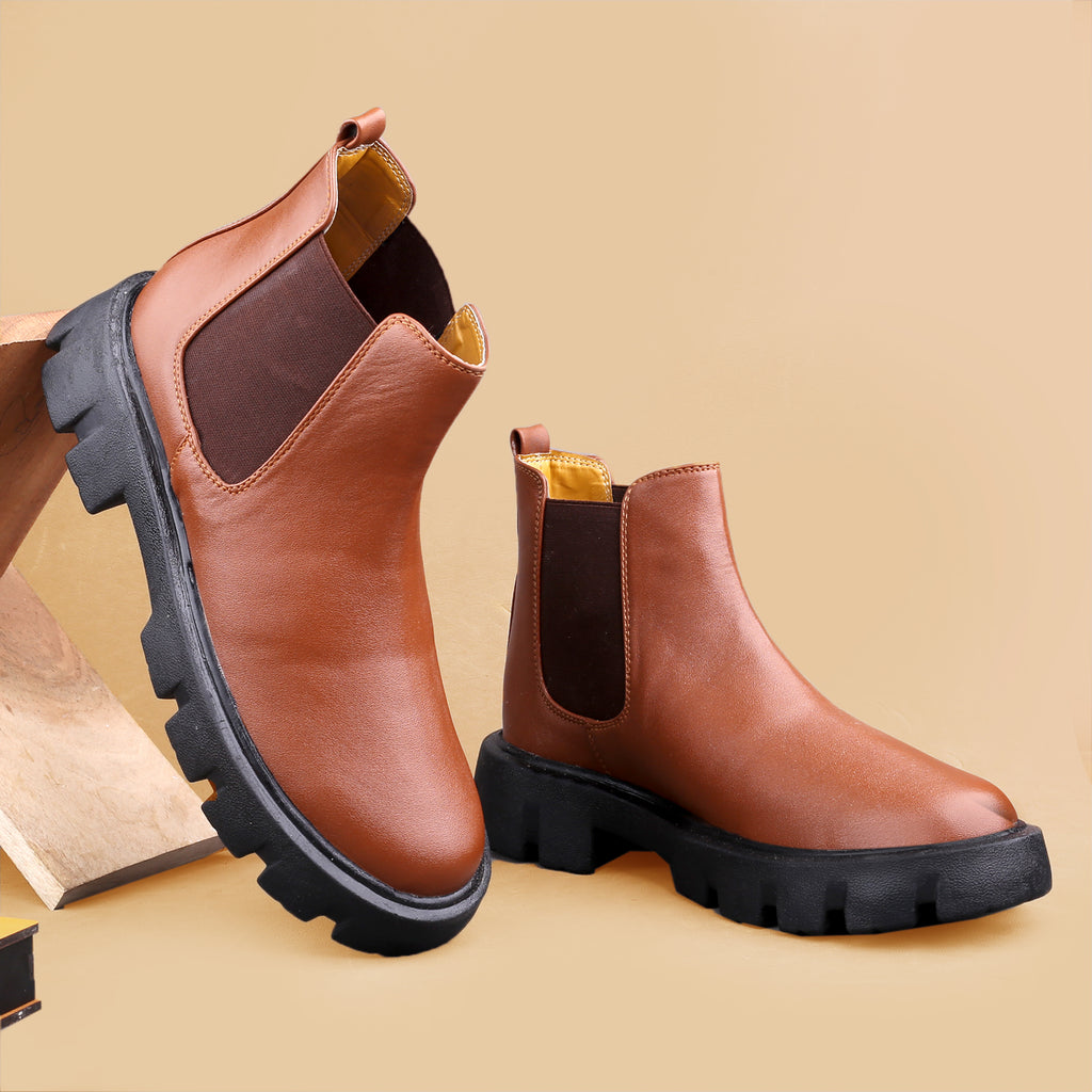 Baxxico Faux Vegan Leather Chelsea Ankle Slip on Boots for Men