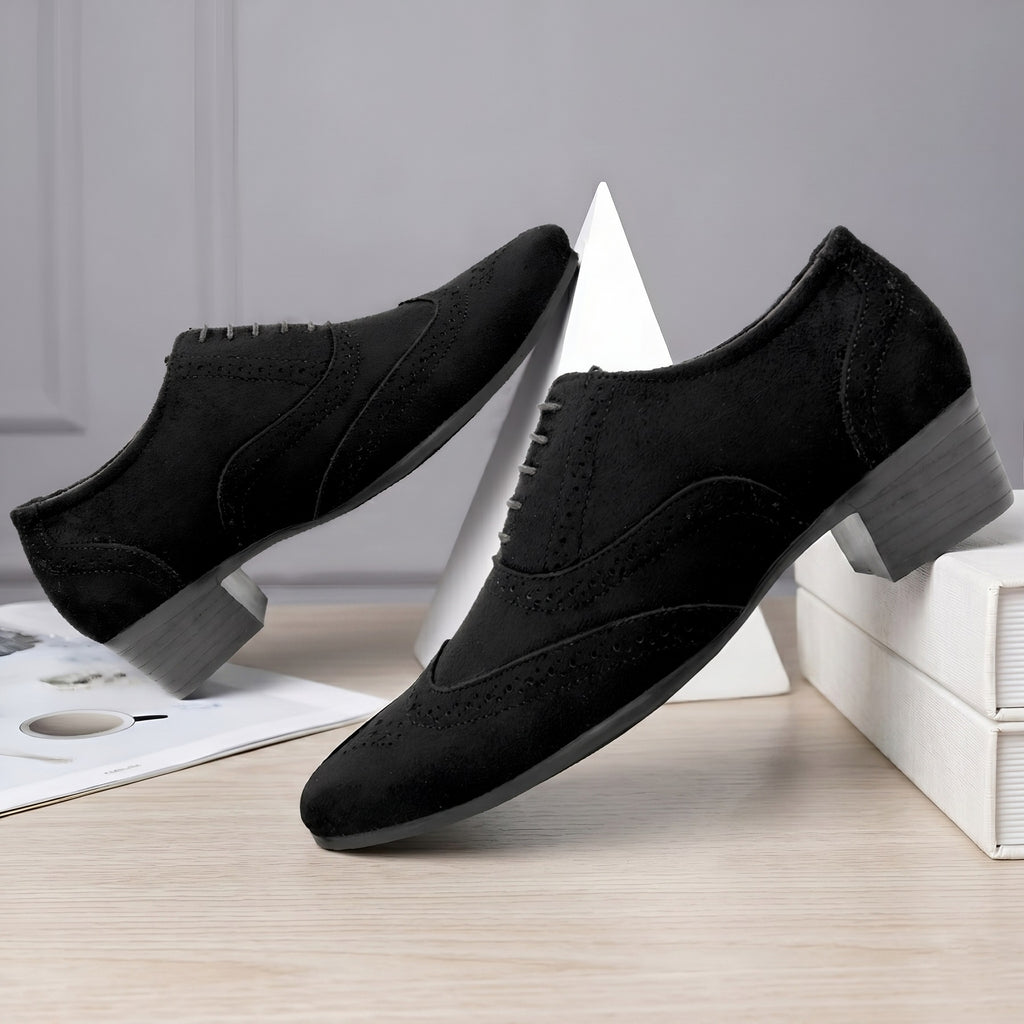 BAXXICO Mens Suede Height Increasing Casual Oxford Brogue Shoes All Occasions