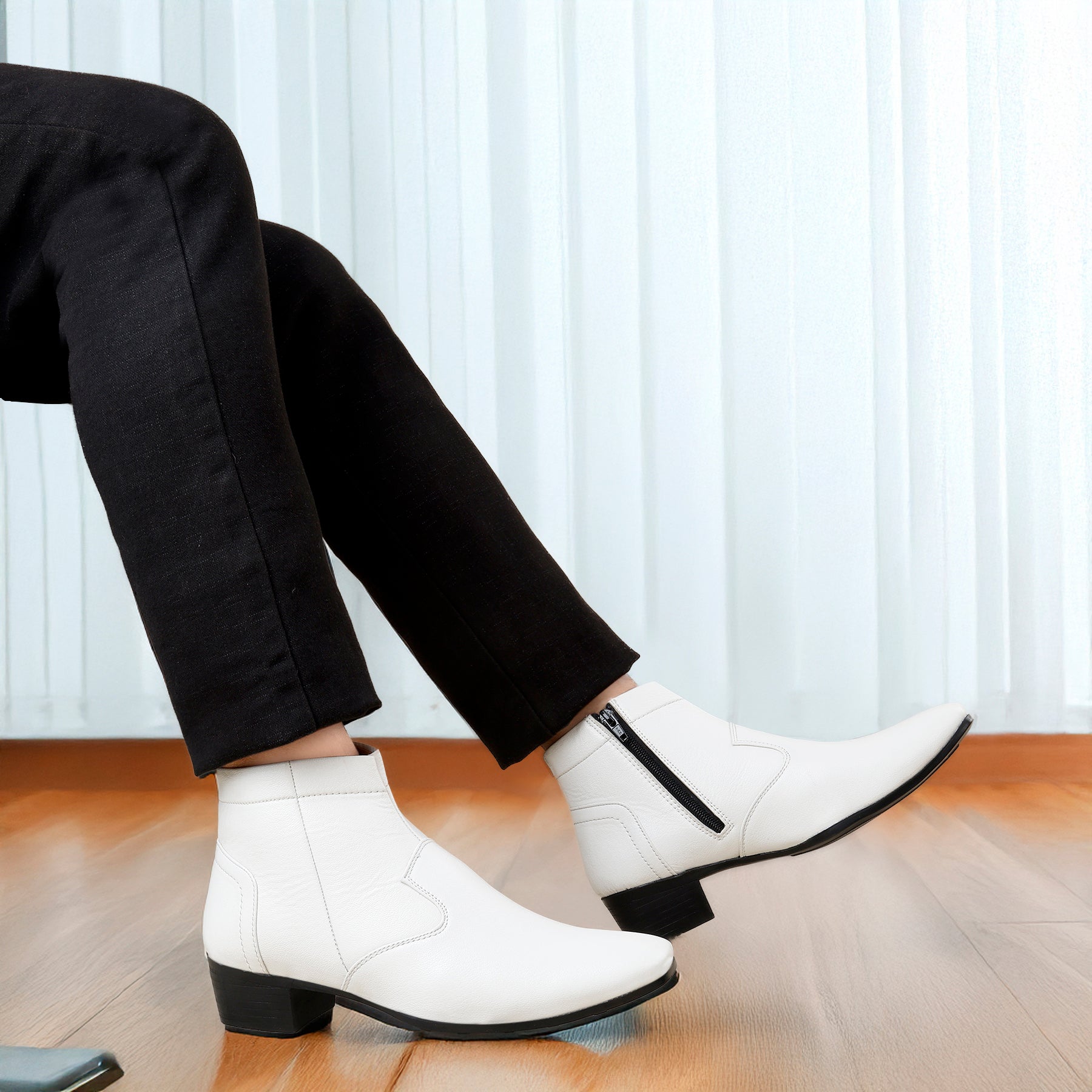 BAXXICO Height Increasing Formal Ankle Zipper Boots