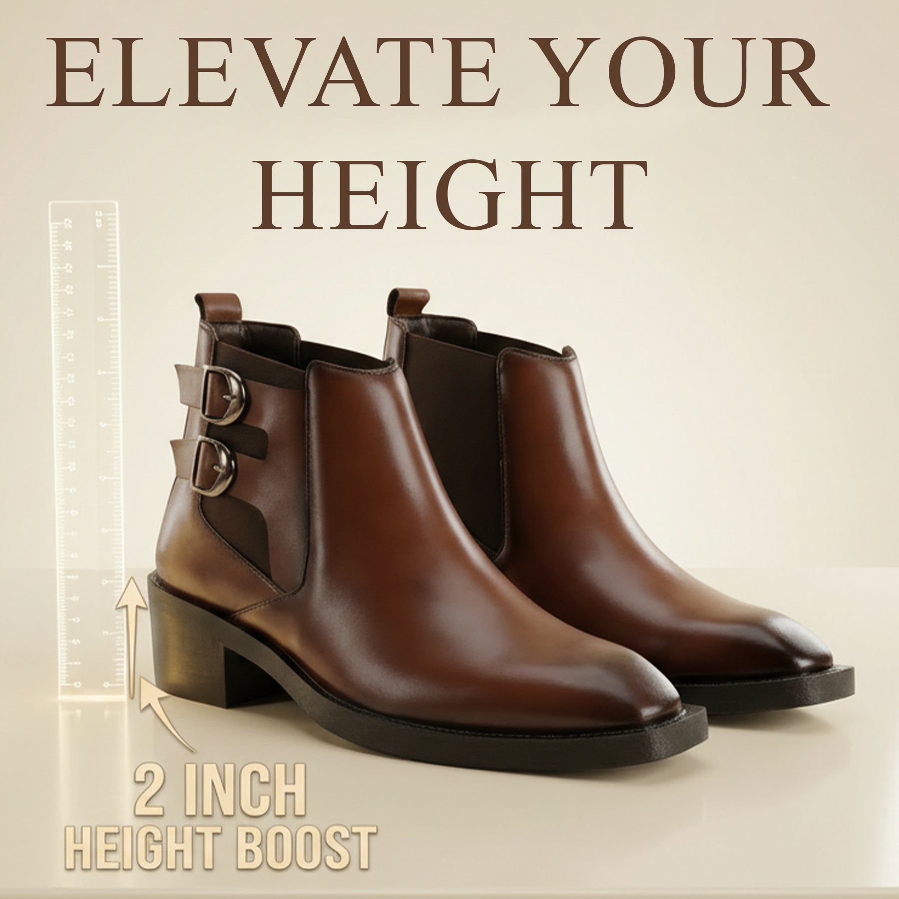 BAXXICO Mens Formal Chelsea Boots Extra Height Lift Comfortable Fashion Boots