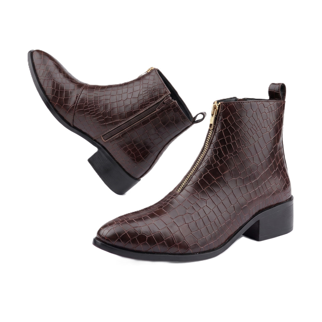 BAXXICO Mens Ankle Boots Stylish Zip Up Boots for Office Travel and Daily Wear