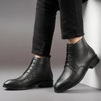 BAXXICO Mens Faux Leather Lace Up Ankle Boots with TPR Sole
