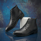 BAXXICO Mens Faux Leather Lace Up Ankle Boots with TPR Sole