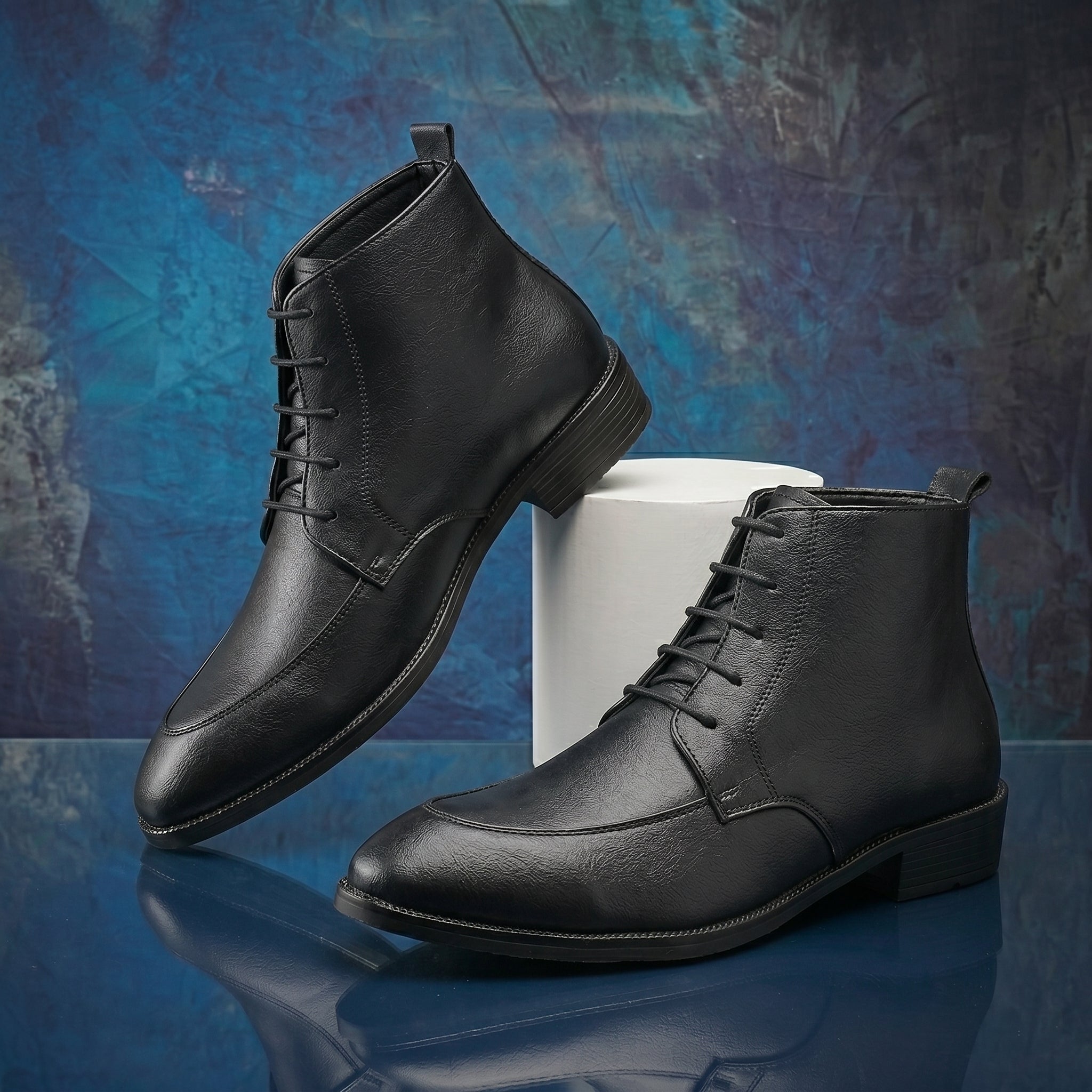 BAXXICO Mens Faux Leather Lace Up Ankle Boots with TPR Sole