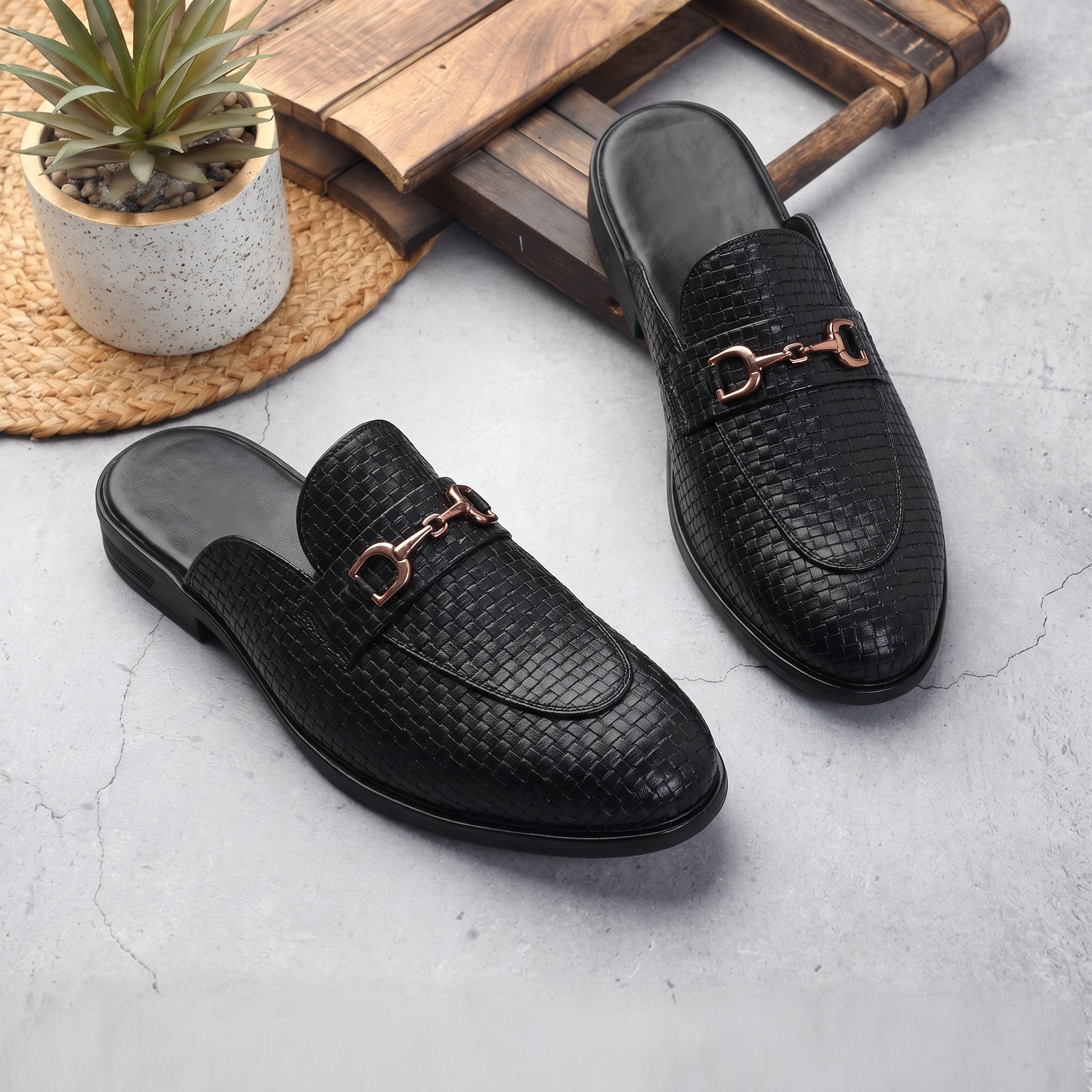 BAXXICO Premium Faux Leather Slip On Mule Loafers for Men