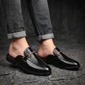 BAXXICO Mens Premium Textured Back Open Mule Loafers
