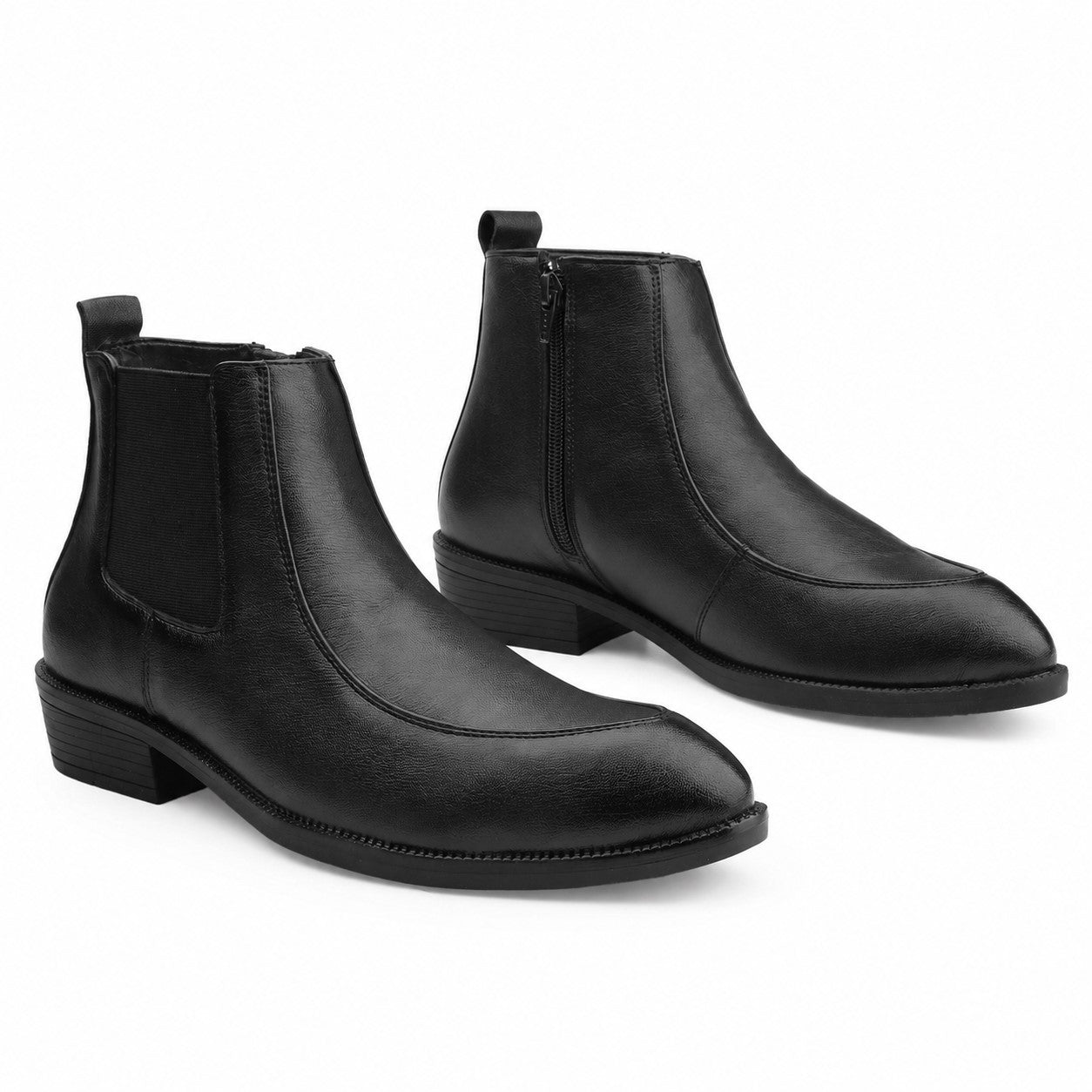 BAXXICO Men Faux Leather Chelsea Boots with Side Zipper and TPR Sole