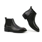 BAXXICO Men Faux Leather Chelsea Boots with Side Zipper and TPR Sole