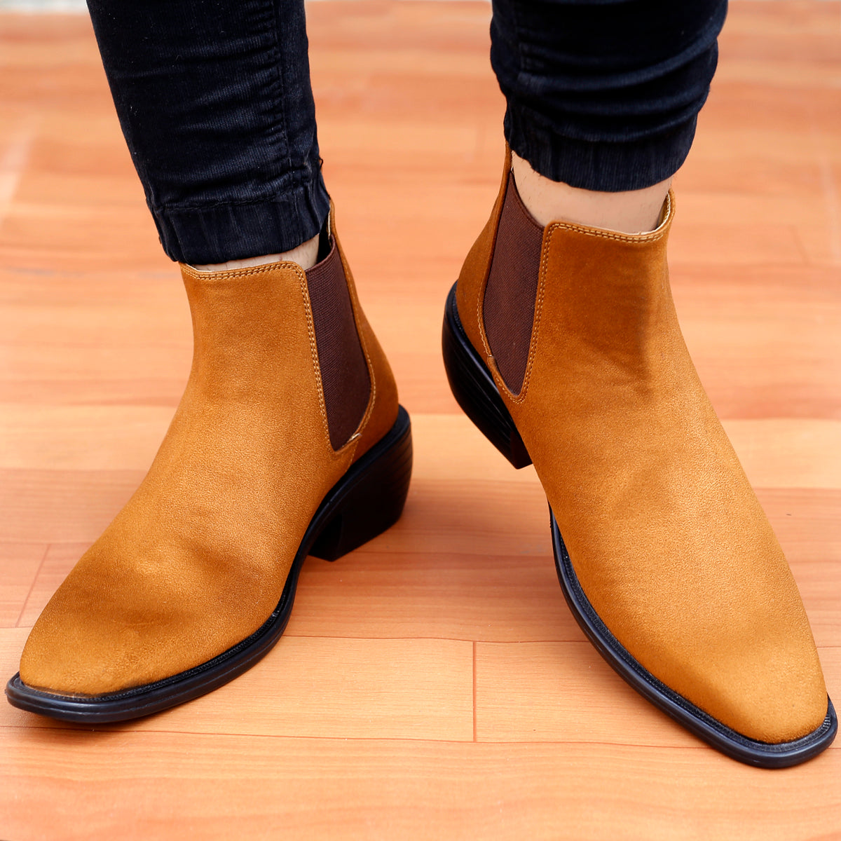 BAXXICO Mens Height Increasing Suede British Formal and Casual Wear Chelsea Boots
