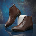 BAXXICO Mens Faux Leather Lace Up Ankle Boots with TPR Sole