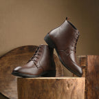 BAXXICO Mens Faux Leather Lace Up Ankle Boots with TPR Sole