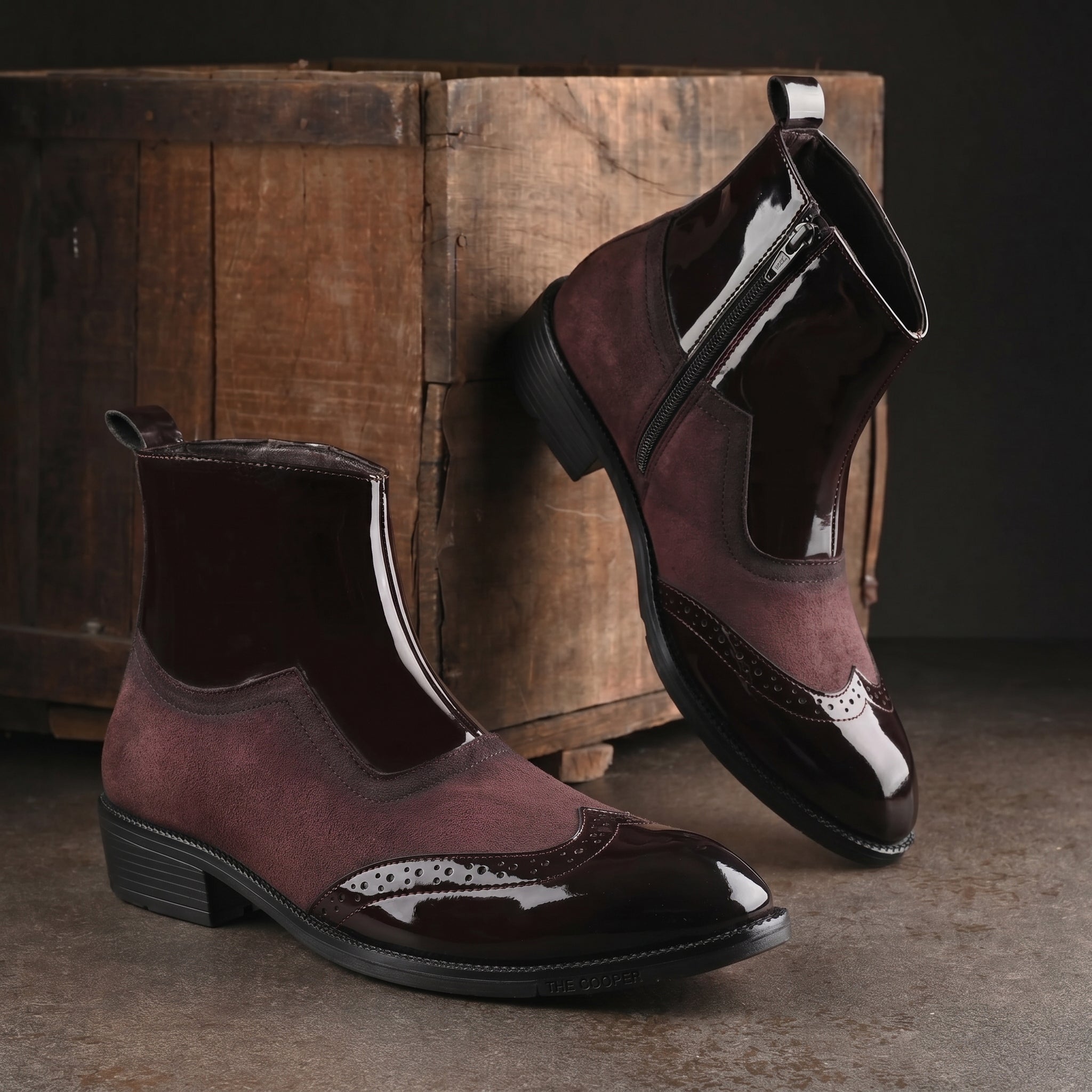 BAXXICO Mens Premium Suede and Faux Leather Chelsea Boots