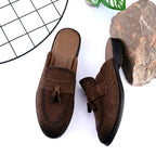 BAXXICO Mens Designer Suede Tassel Mule Loafers Classic Elegance