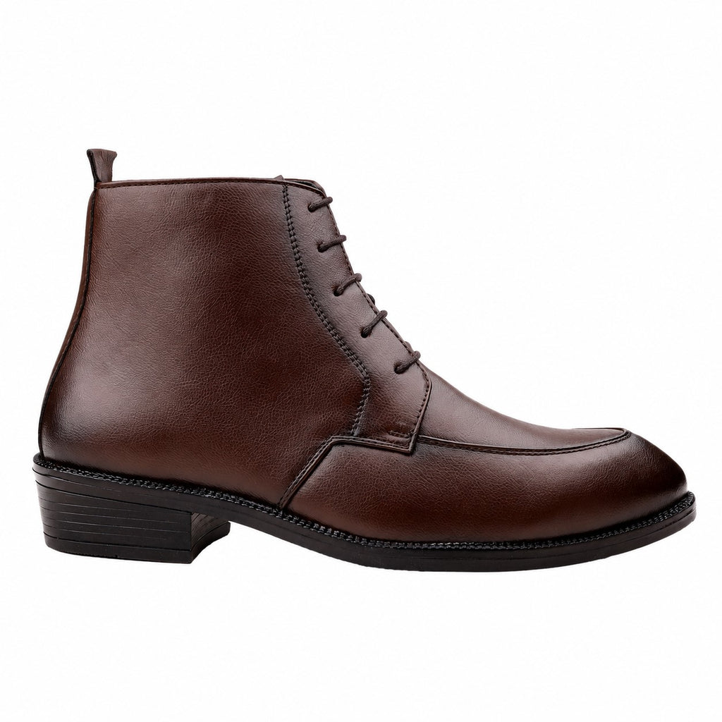 BAXXICO Mens Faux Leather Lace Up Ankle Boots with TPR Sole