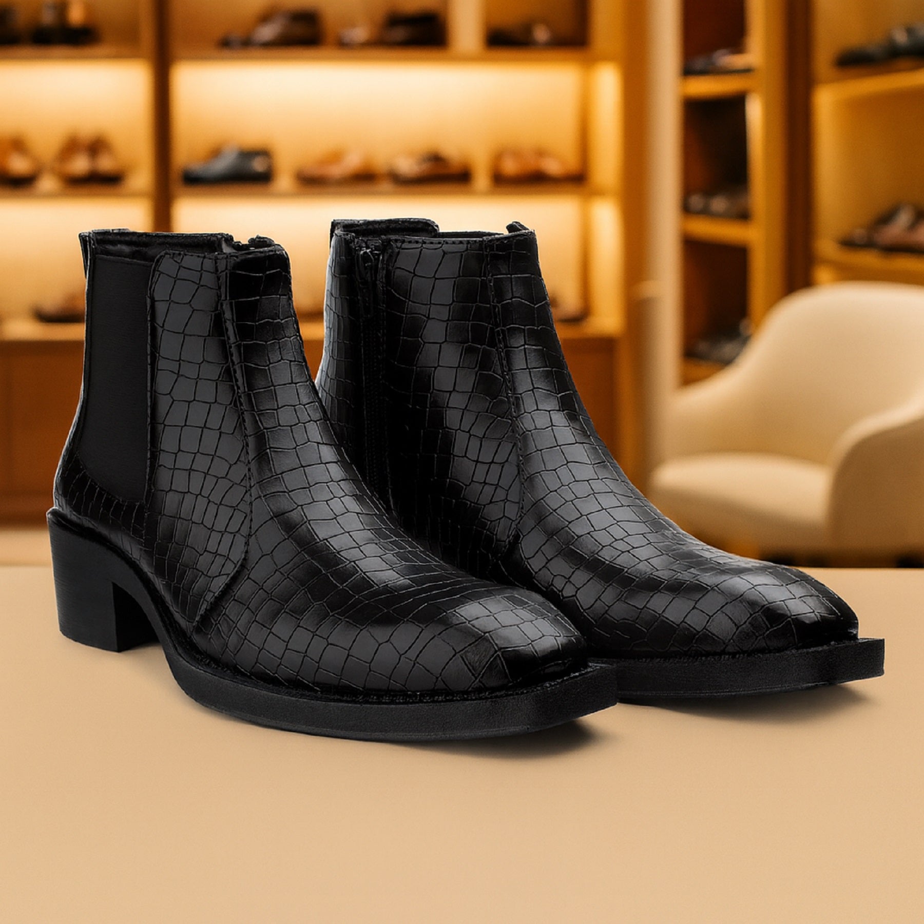 BAXXICO Mens 2 Inch Heel Height Boots Stylish Elevation with Comfort