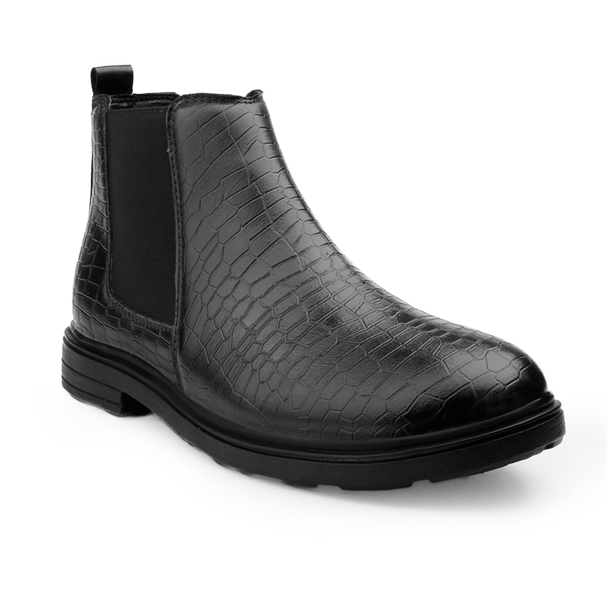 BAXXICO Premium Croc Finish Ankle Boots for Men Smart Casual Wear