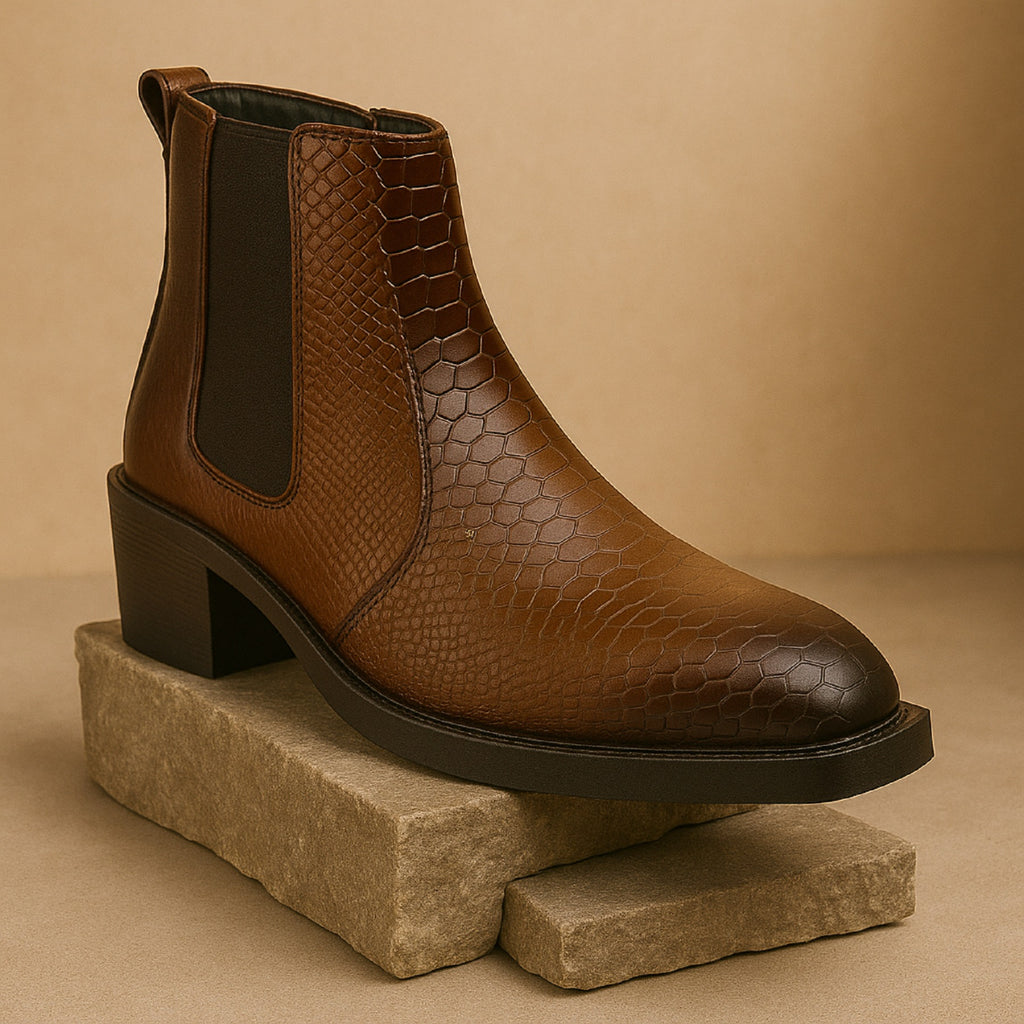 BAXXICO Mens Stylish 2 Inch Height Boosting Ankle Boots