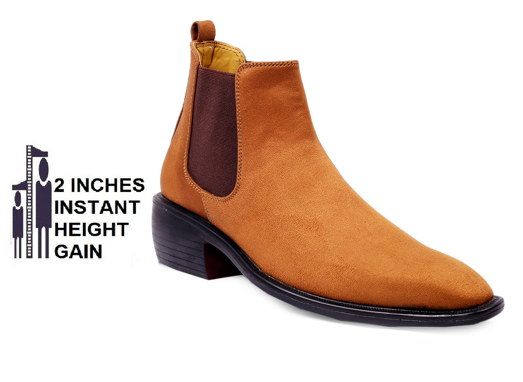 BAXXICO Mens Height Increasing Suede British Formal and Casual Wear Chelsea Boots