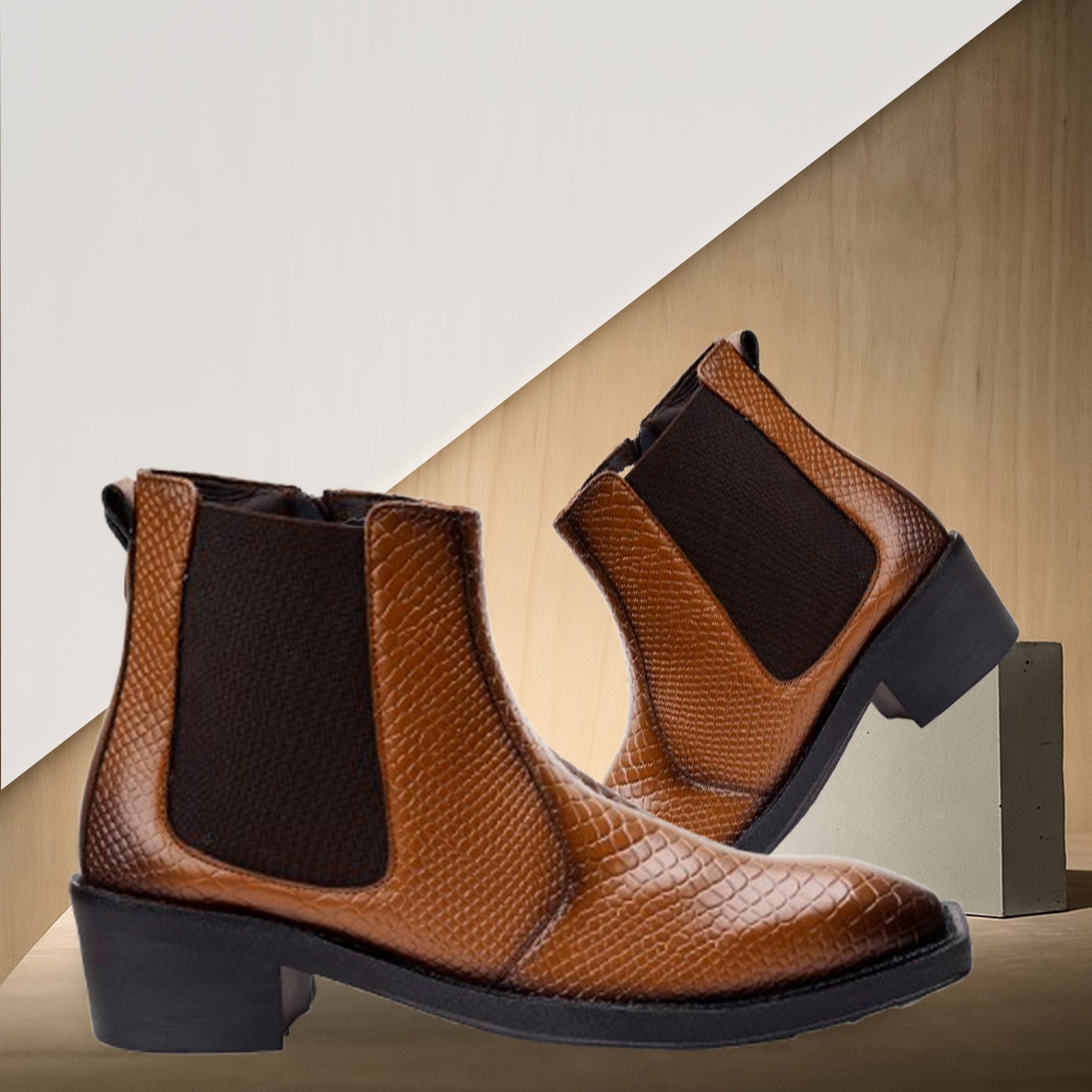 BAXXICO Mens Stylish 2 Inch Height Boosting Ankle Boots