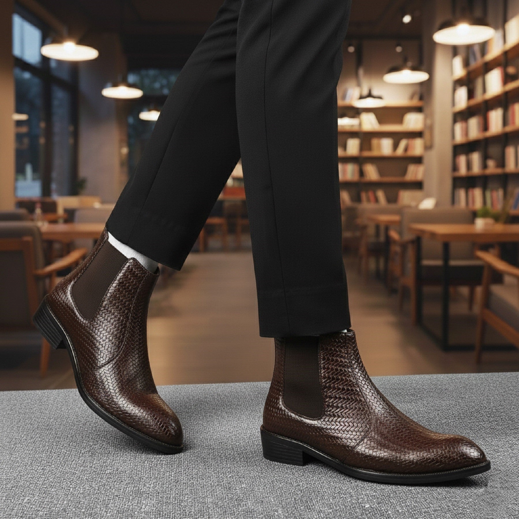 BAXXICO Woven Leather Height Enhancing Formal Shoes