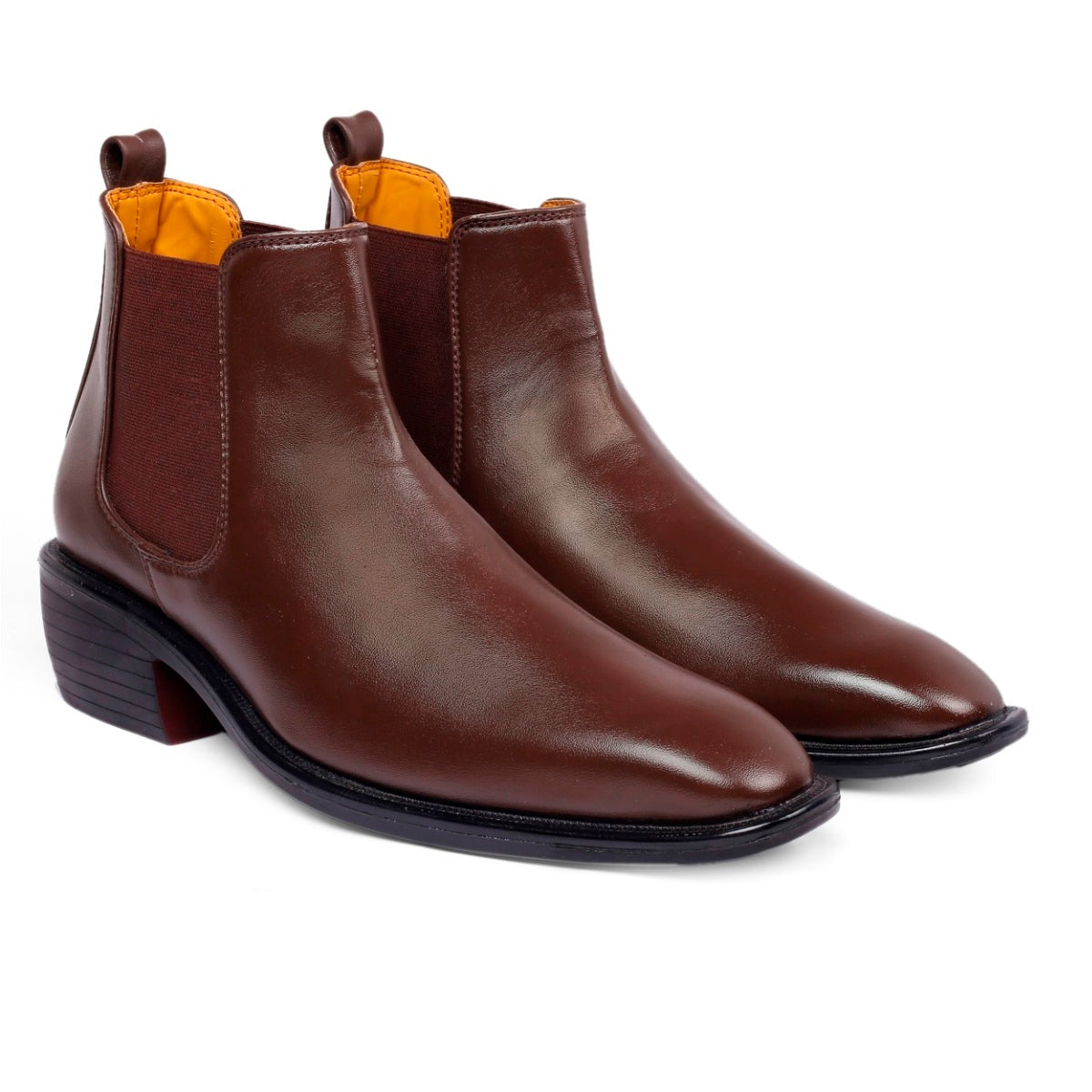 BAXXICO 2 Inch Height Increasing Faux Vegan Leather Chelsea Boots for Men