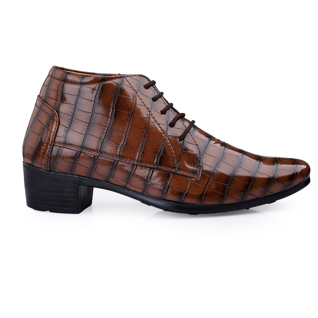 BAXXICO Mens Height Increasing Derby Faux Vegan Leather Formal Wear Boots