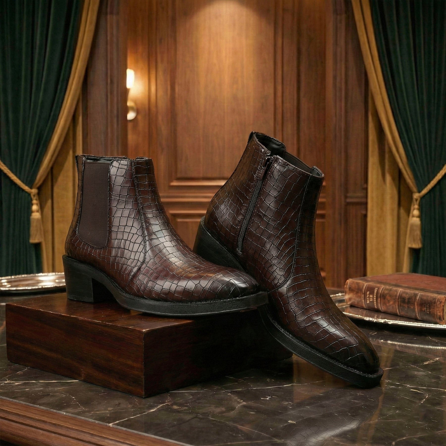 BAXXICO Mens 2 Inch Heel Height Boots Stylish Elevation with Comfort