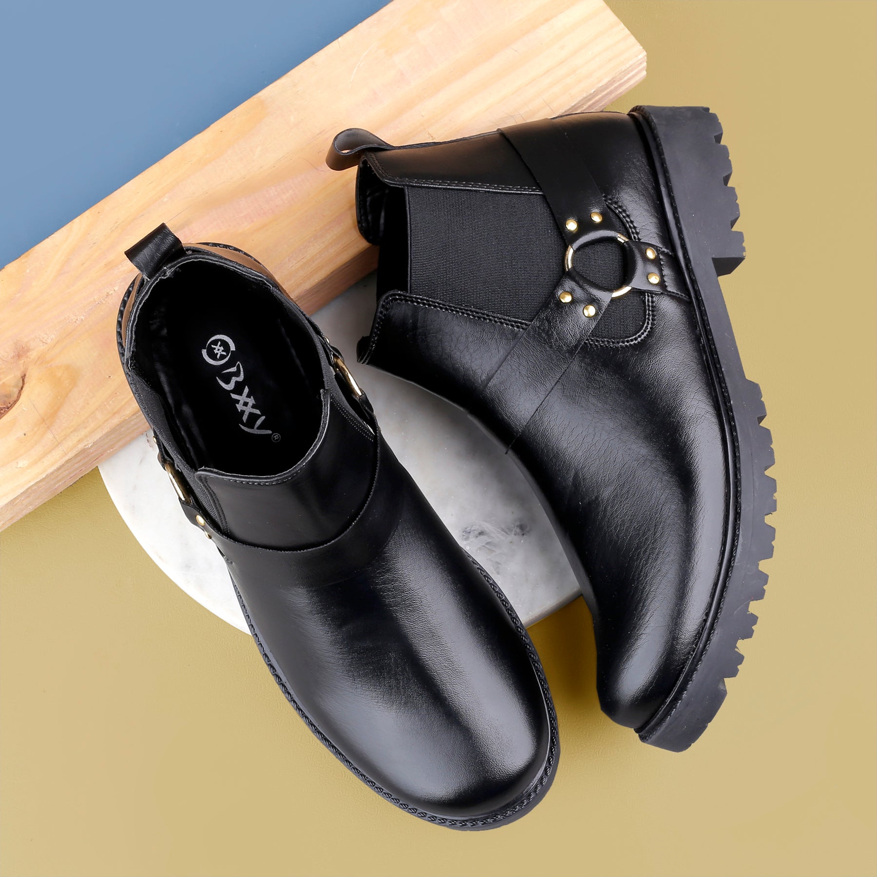 Baxxico Faux Vegan Leather Ultra Stylish Comfortable Slip on Chelsea Boots for Men