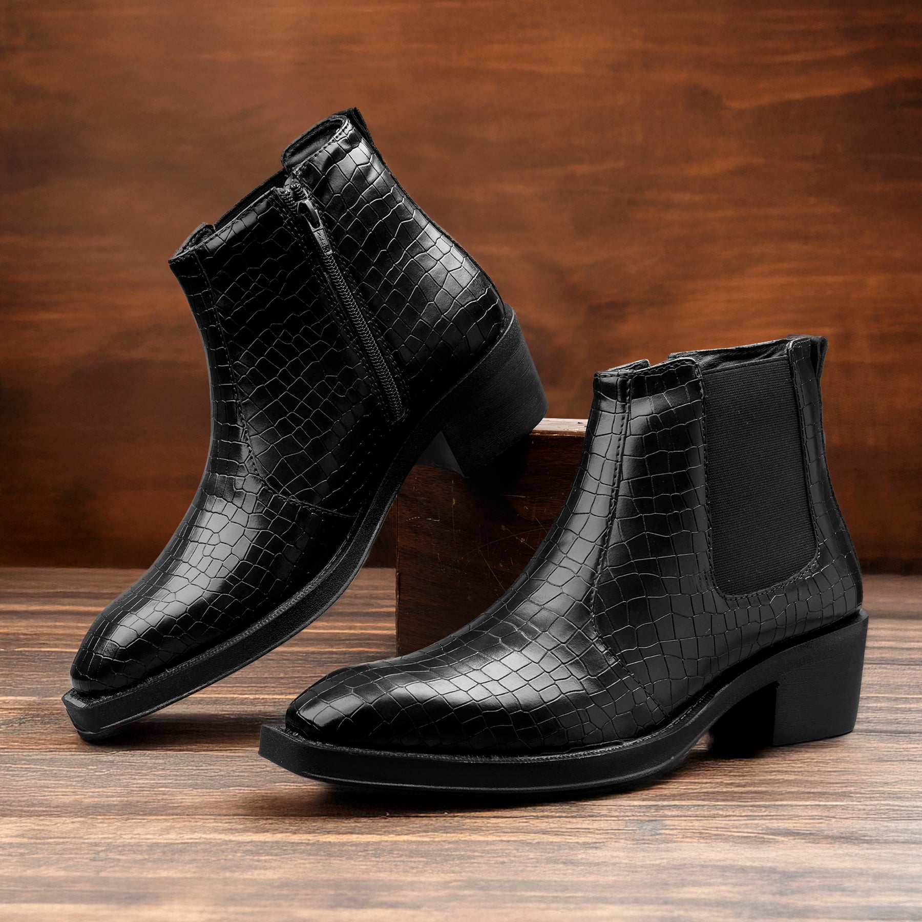 BAXXICO Mens 2 Inch Heel Height Boots Stylish Elevation with Comfort