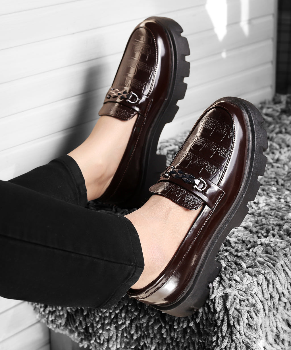 Baxxico Premium Patent Vegan Buckle Slip ons for Men