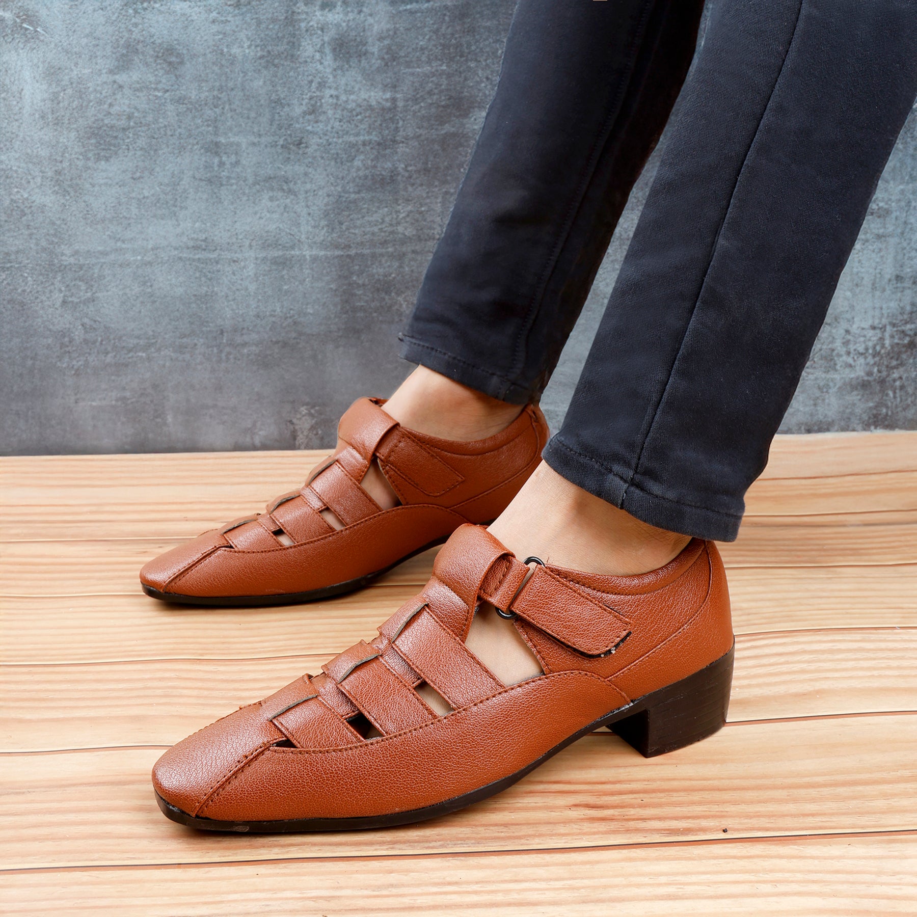 BAXXICO Mens Height Increasing Formal Roman Sandals