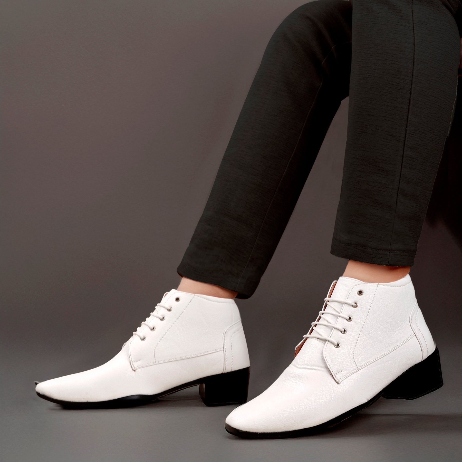 Mens Height Increasing Derby Faux Vegan Leather Formal Wear Boots