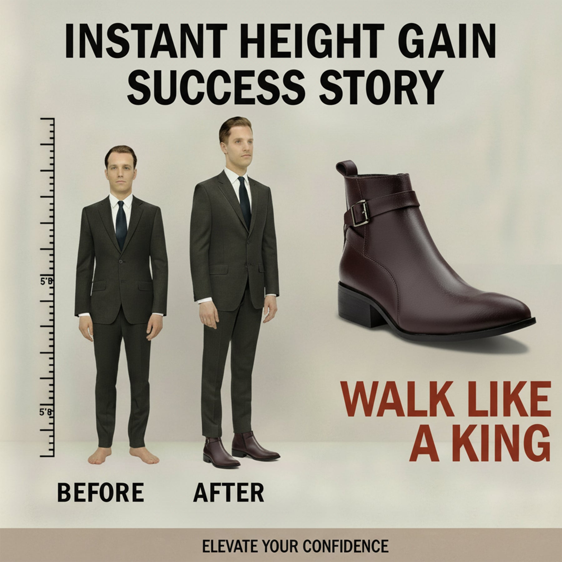 BAXXICO Mens Height Boost Boots for Formal & Casual Wear
