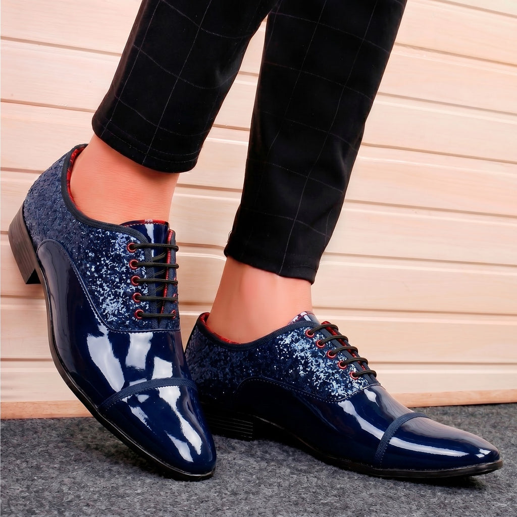 BAXXICO Faux Vegan Leather Partywear Lace up Formal Shoes for Men