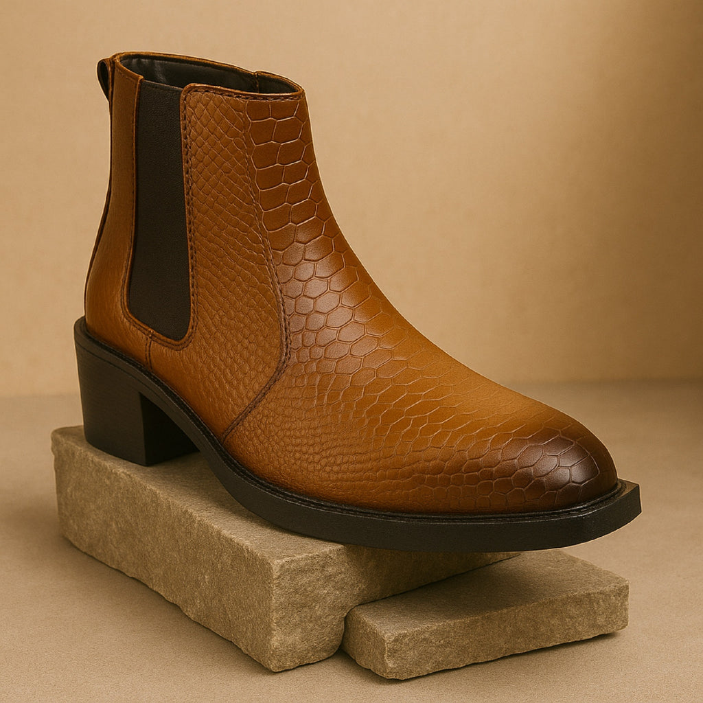 BAXXICO Mens Stylish 2 Inch Height Boosting Ankle Boots